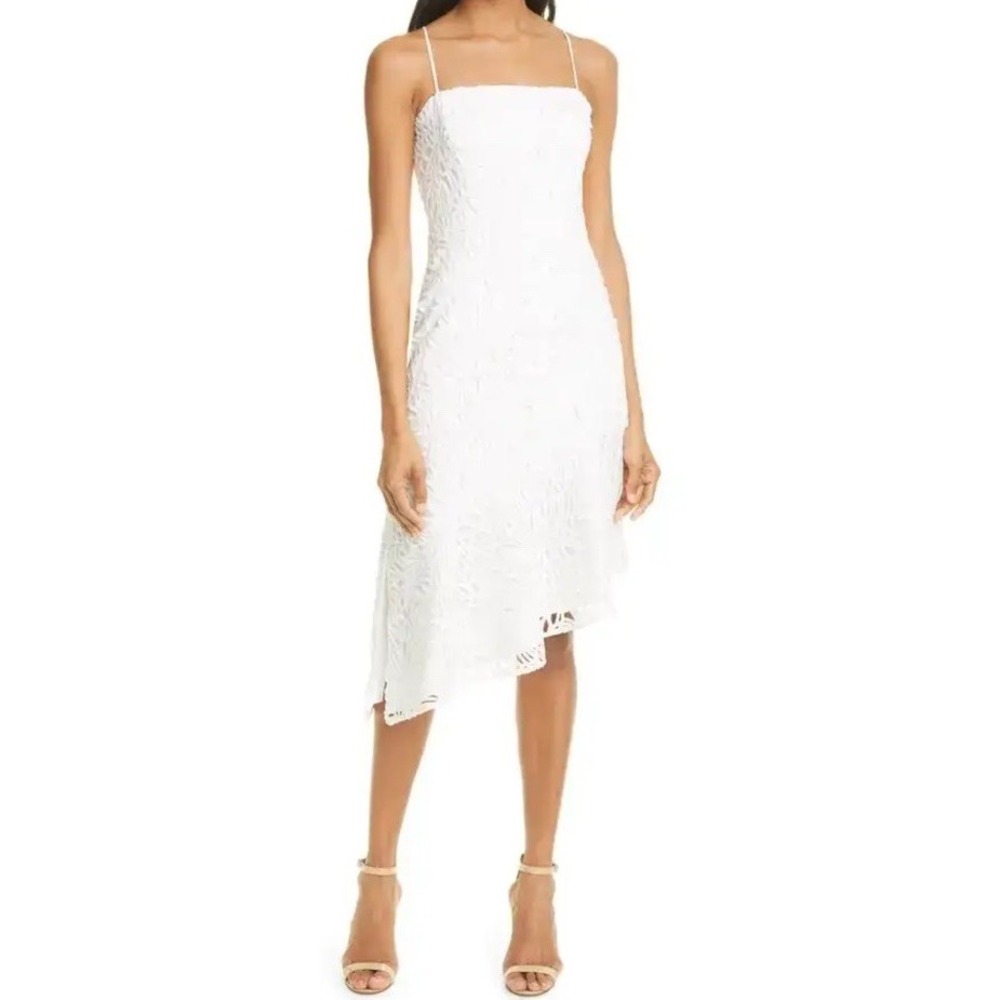 NWT $395 MILLY Diara Embroidered Lace White Dress 6‎ Asymmetrical Bridal Shower